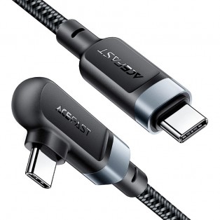 Acefast USB-C kabel C5-03, PD 2.0 / QC4.0, 100W, 20v/5A, Vinkel 90°, 2m - Svart