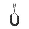 Budi Spring Cable USB-C - USB-C, Kabel, Spiral, 65W, 1.8m - Svart