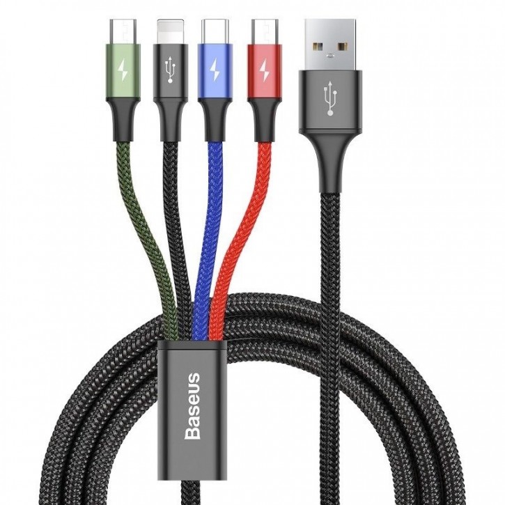 Baseus Rapid Series 4-in-1, USB kabel 3.5A, 1.2m - Multi, USB-C / Lightning / 2xMicroUSB