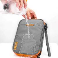 Väska för kablar, tillbehör, teknik - Medium - Grå/Orange