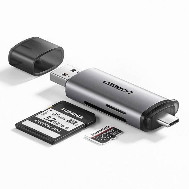Ugreen USB-C / USB-A Card Reader - Minneskortläsare med dubbla USB-anslutningar - 5Gbps