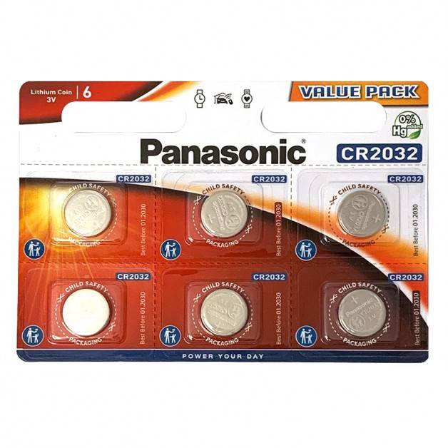 Panasonic CR2032 Lithium - Coin Value Pack - Lithiumbatteri, 3v - 6-Pack